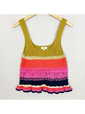 Entro Fall Knit Sweater Vest Tank Top‎ Peplum Size Small Women's